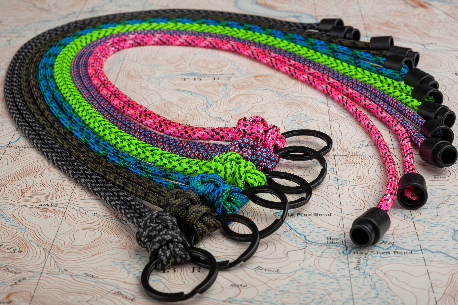 HK Hook Paracord Neck Lanyard with Breakaway Clasp and Your Choice of 5 Beads and 105 Cord Colors Gold