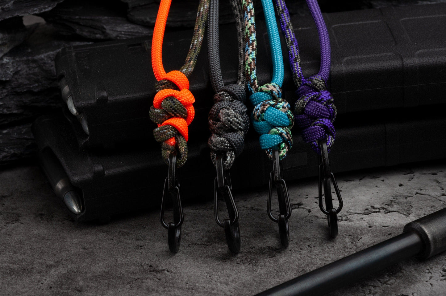 Two Color Minimal Paracord ID Lanyard with Breakaway Clasp and Metal Carabiner (Free Badge Holder Included) | 70 Colors To Choose From
