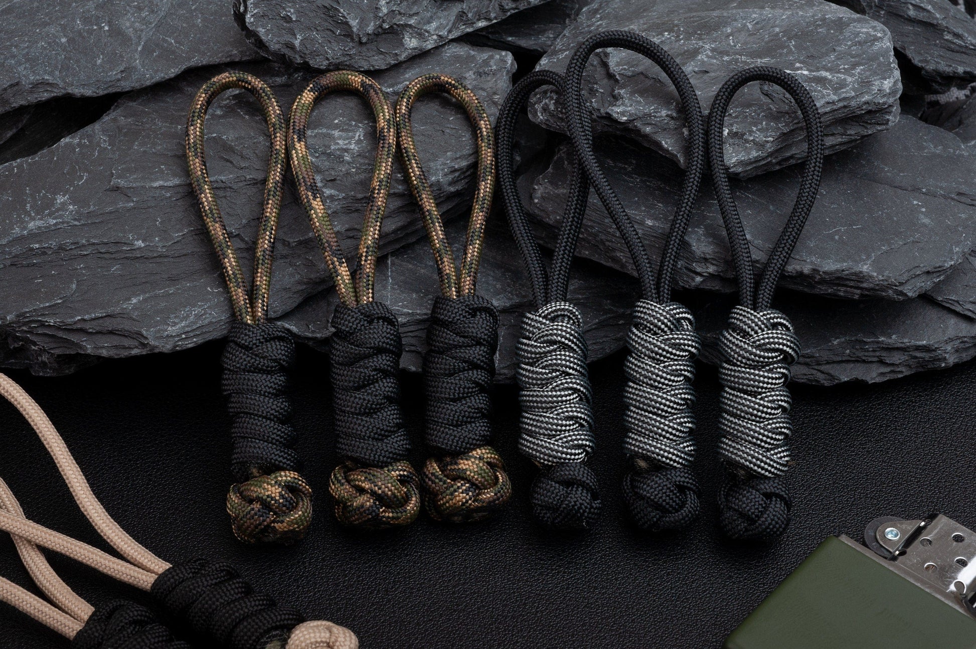 Cobra Knot Paracord Zipper Pulls (3-Pack Or 6-Pack) Choose From