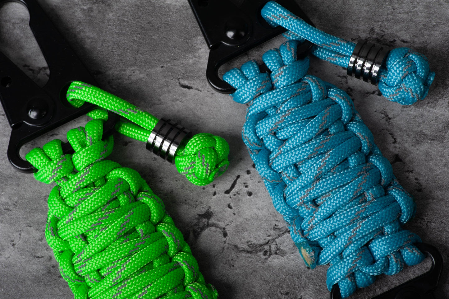 Reflective King Cobra Dual HK Hook EDC Tactical Paracord Keychain | Choose Your Color