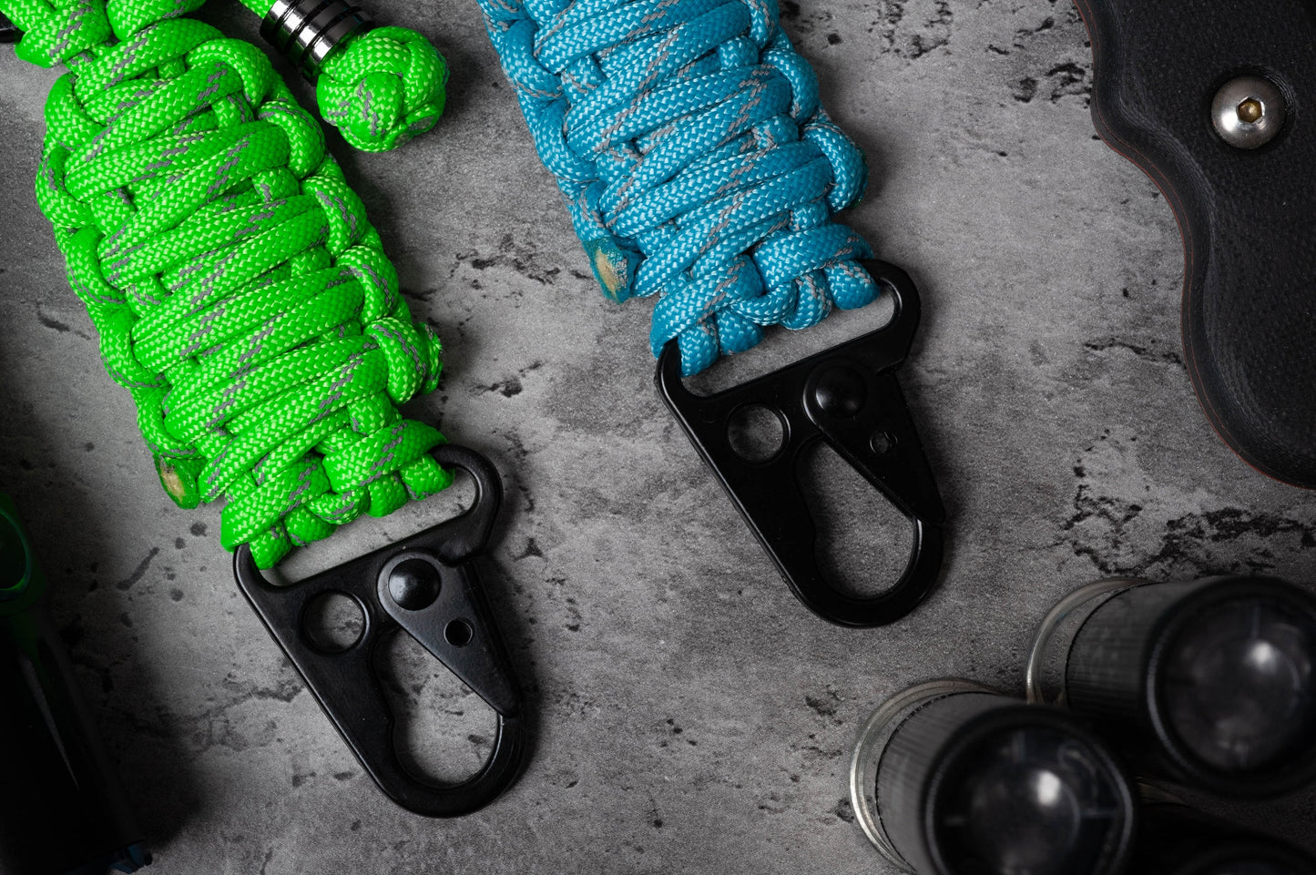 Reflective King Cobra Dual HK Hook EDC Tactical Paracord Keychain | Choose Your Color