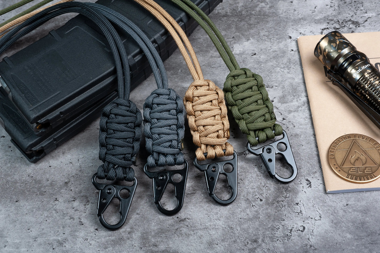 Two Color Rounded Paracord ID Lanyard with Breakaway Clasp Black or Silver Carabiner (Free Badge Holder Included) | Choose from 105 Colors Silver